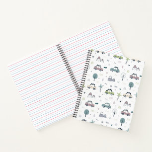 Schattige Dino Cars Pattern Notitieboek