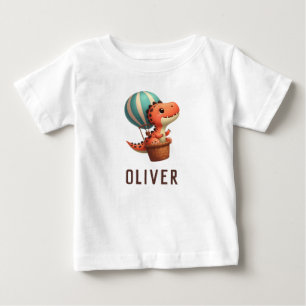 Schattige Dino die vliegt in een hete luchtballon
