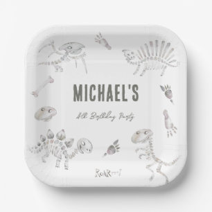 Schattige Dino Dig Verjaardag Papieren Bordje
