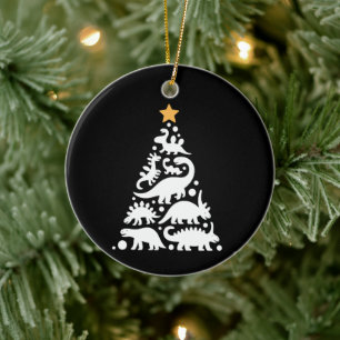 Schattige Dino Kerstboom Grappige Dinosaurus Vakan Keramisch Ornament
