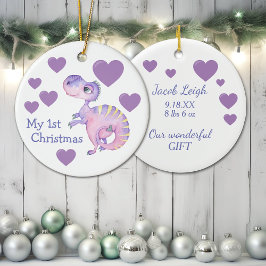 Schattige Dinosaur Baby Eerste Kerstkerst Keramisch Ornament