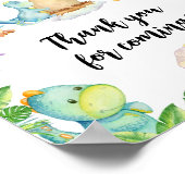 Schattige Dinosaur Baby shower Bedankt voor het ko Poster (Hoek)