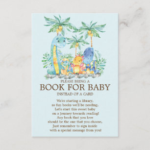 Schattige Dinosaur Baby shower Boek voor Baby Informatiekaartje