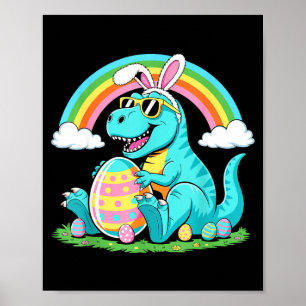 Schattige Dinosaur Bunny Ei Gelukkige Oosters T Re Poster