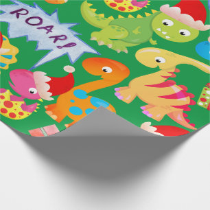Schattige Dinosaur Christmas-animatiefilm Cadeaupapier
