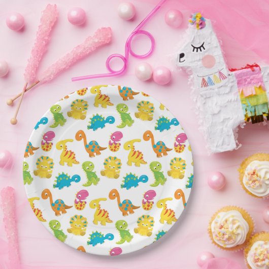 Schattige Dinosaur Papieren Bordje (Feest)