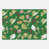 Schattige Dinosaur Santa Kerstpatroon Inpakpapier Vel (Voorkant 2)