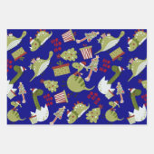 Schattige Dinosaur Santa Kerstpatroon Inpakpapier Vel (Voorkant)