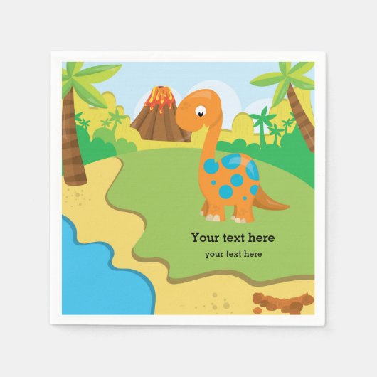Schattige Dinosaur Servet (Voorkant)