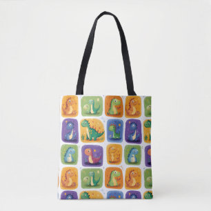 Schattige Dinosaurus Collage Pattern – Leuke & Spe Draagtas