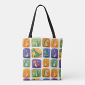 Schattige Dinosaurus Collage Pattern – Leuke & Spe Draagtas (Achterkant)