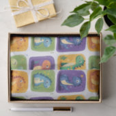 Schattige Dinosaurus Collage Pattern – Leuke & Spe Tissuepapier (Geschenk)