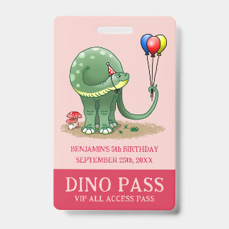 Schattige dinosaurus die drie kleurrijke ballonnen badge