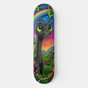 Schattige Dinosaurus Fantasie Bergen Cool Kinderen Skateboard