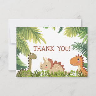 Schattige Dinosaurus Groene Verjaardagsfeest Dank  Bedankkaart