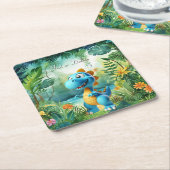 Schattige Dinosaurus Papier Onderzetter (Schuin)