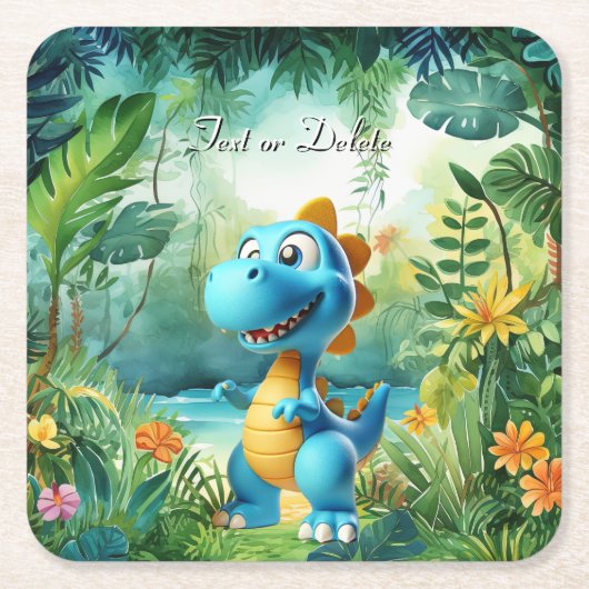 Schattige Dinosaurus Papier Onderzetter (Voorkant)