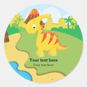 Schattige dinosaurus ronde sticker