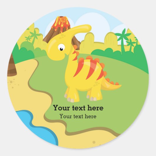 Schattige dinosaurus ronde sticker (Voorkant)