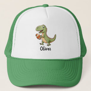 Schattige dinosaurus speelt voetbal trucker pet