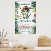 Schattige Dinosaurus Theme Baby shower Poster (Keuken)
