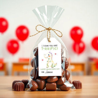 Schattige dinosaurus Valentijnskaart “T-Rrific” kl Cadeaulabel