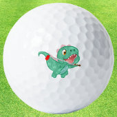 Schattige dinosaurus vliegen met golfclub golfballen