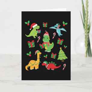 Schattige Dinosaurussen T-Rex Kerst Overeenkomstig Kaart