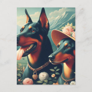 Schattige Doberman schilderij Briefkaart