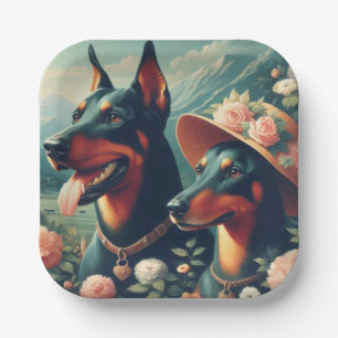 Schattige Doberman schilderij Papieren Bordje