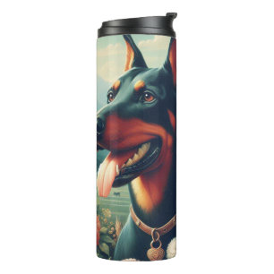 Schattige Doberman schilderij Thermosbeker