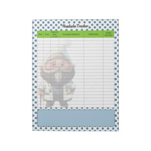 Schattige Doctor Gnome Theme Hoofdpijn Tracker Notitieblok