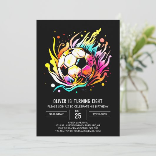 Schattige doel bewerkbare voetbal verjaardag kaart (Staand voorkant)