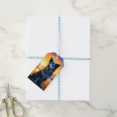 Schattige Dog bij Sunset Serene Ocean Beach Cadeaulabel (Met Touw)