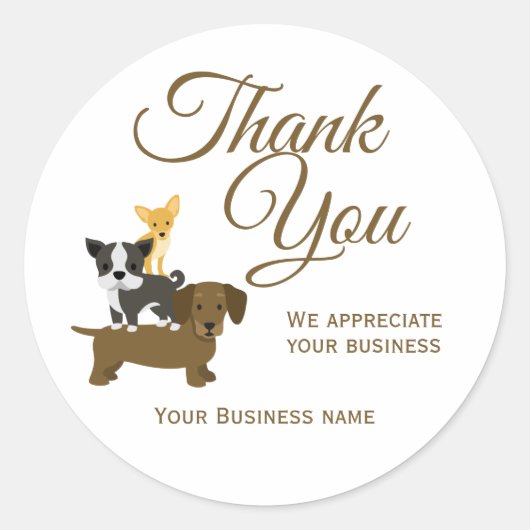 Schattige Dog Business Dank u Ronde Sticker (Voorkant)