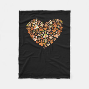 Schattige-dog-cat-paw-print-pompoen-herfstblad-her Fleece Deken