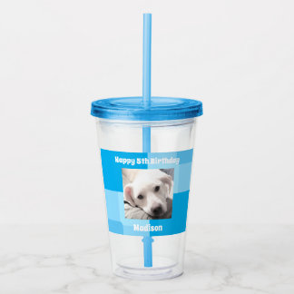Schattige Dog Foto 5e Verjaardag Blauw Acryl Drinkbeker