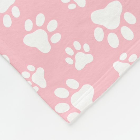 Schattige Dog Paw Pattern Wit en Pastel Roze Fleece Deken (Hoek)