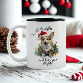 Schattige Dog Pet Modern Script Waterverf Kerst Tweekleurige Koffiemok