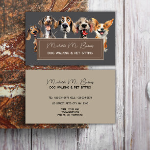 Schattige Dog Puppy Walker Groomer Grijs Professio Visitekaartje