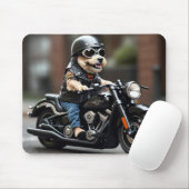 Schattige Dog Riding Motorcycle Muismat (Met muis)