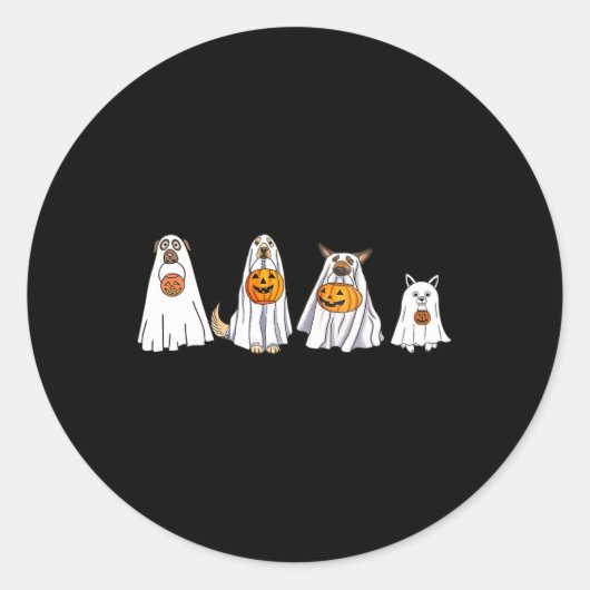 Schattige Dog verkleed als Ghost Halloween Fun Boo Ronde Sticker (Voorkant)