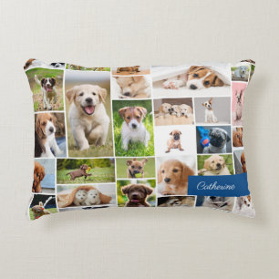 Schattige dog voor Cute Puppy Photo Montage Accent Kussen