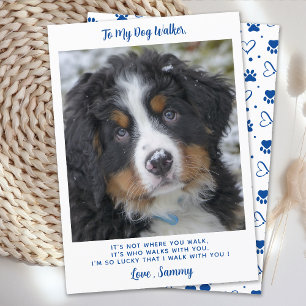 Schattige Dog Walker Custom Pet Puppy Foto Dank u Kaart