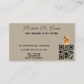 Schattige Dog Walker Groomer QR Code Grijs Visitekaartje (Achterkant)