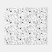 Schattige Dogs Line Drawn Pattern Fleece Deken (Voorkant (Horizontaal))