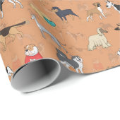 Schattige Dogs Pattern Design Sinaasappel Cadeaupapier (Rol Hoek)