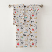 Schattige Dogs Pattern Design Wit Bad Handdoek (Insitu)