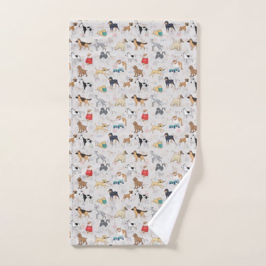 Schattige Dogs Pattern Design Wit Bad Handdoek (Handdoek)
