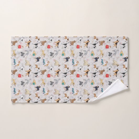 Schattige Dogs Pattern Design Wit Bad Handdoek (Handdoek)